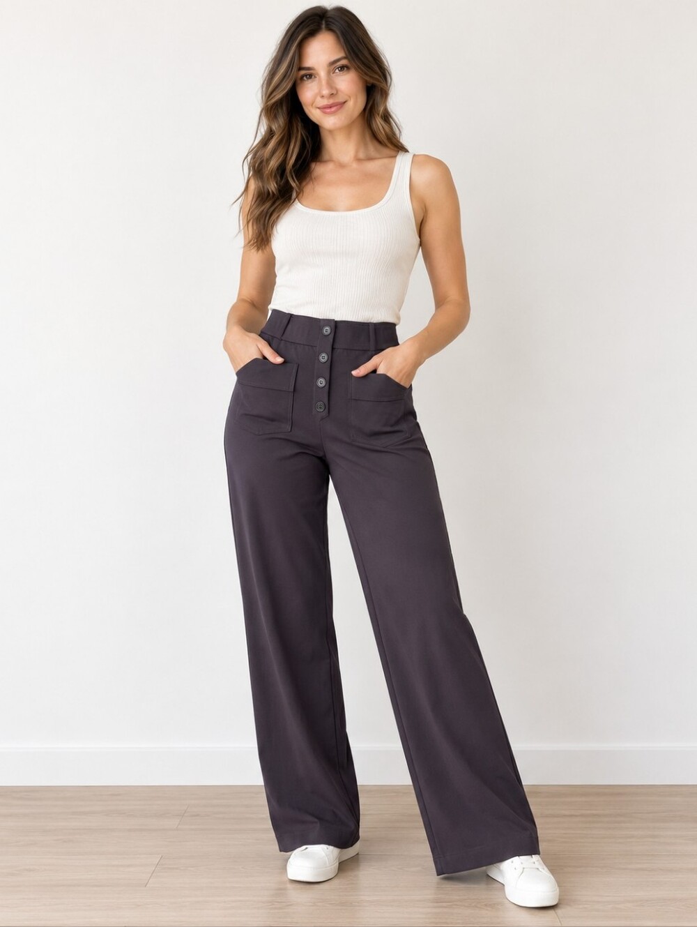 HALARA DayStretch High Waisted Wide Leg Sailor Work Pants Black M Tall